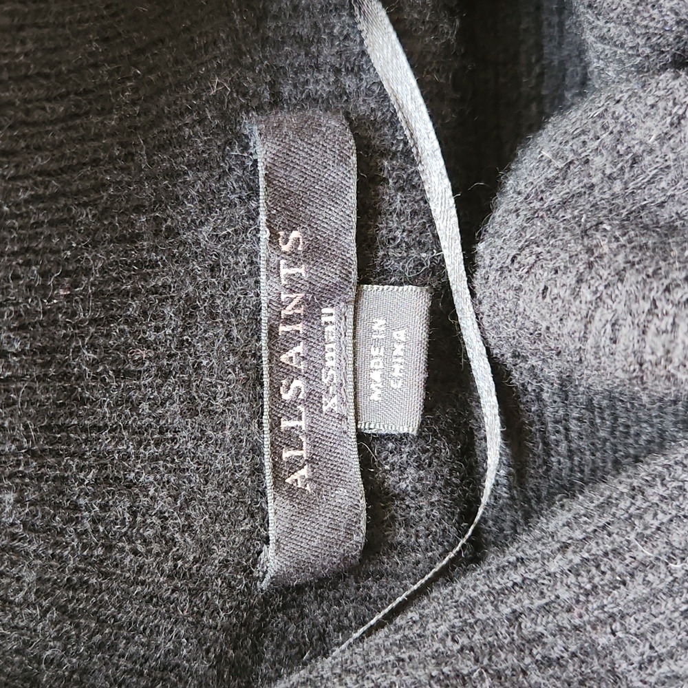 ALLSAINTS Ridley Jumper Black Funnel Neck Wool Cashmere Sweater XS Oversized - Picture 6 of 13